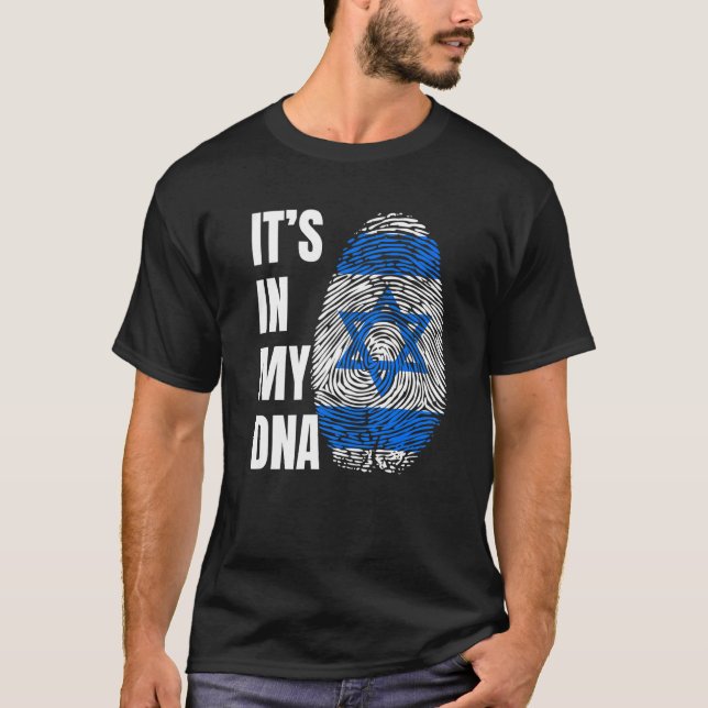 Fingerprint DNA Biometry Israel Flag T-Shirt (Front)