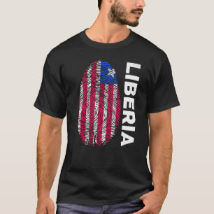 Fingerprint DNA Biometry Liberian Flag Liberia   T-Shirt