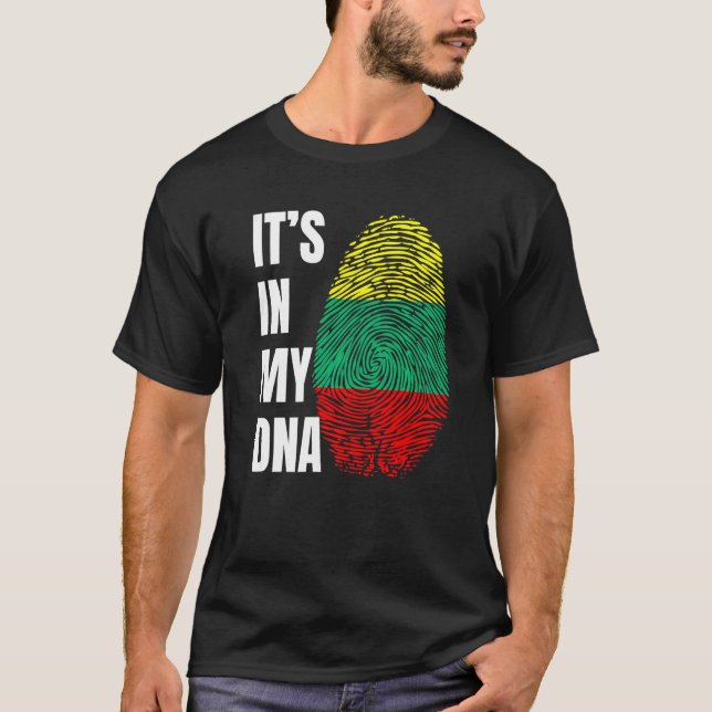 Fingerprint DNA Biometry Lithuanian Flag Lithuania T-Shirt (Front)