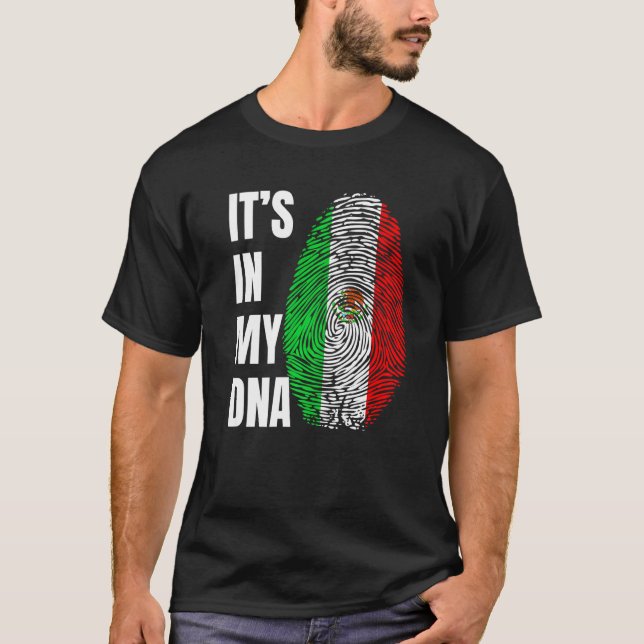 Fingerprint DNA Biometry Mexican Flag Mexico   T-Shirt (Front)