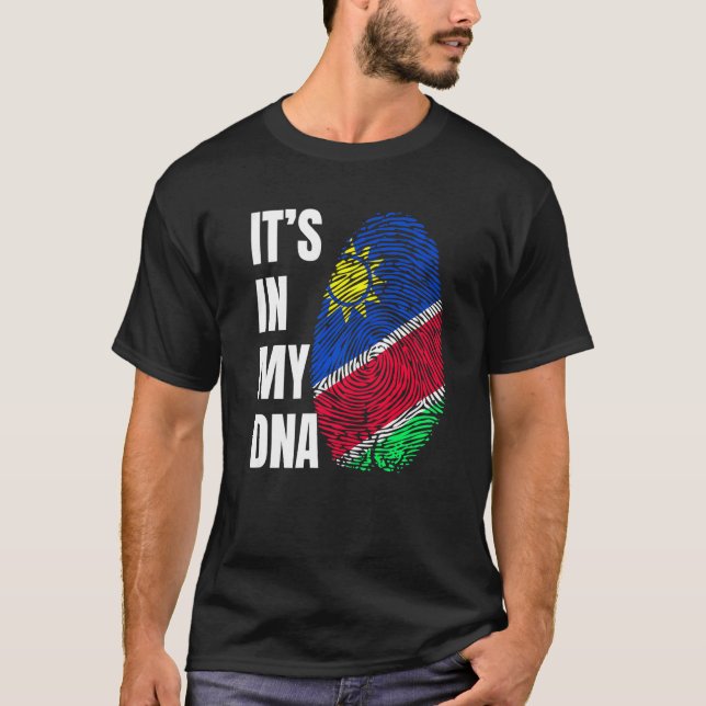 Fingerprint DNA Biometry Namibia Flag   T-Shirt (Front)