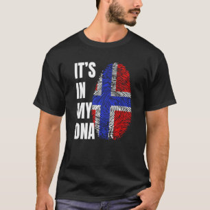 Fingerprint DNA Biometry Norwegian Flag   T-Shirt