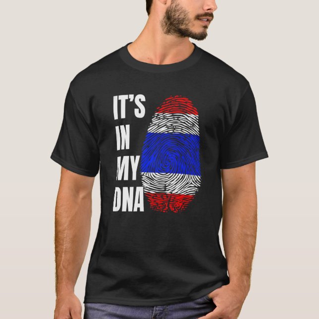 Fingerprint DNA Biometry Thai Flag Thailand   T-Shirt (Front)
