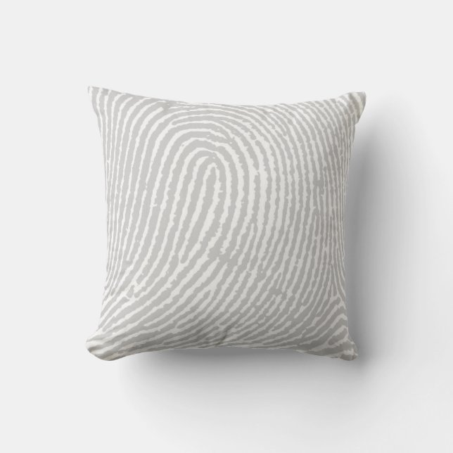 Fingerprint  Grey Throw Pillow (Front)