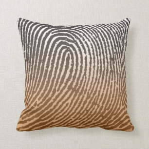 Fingerprint in Brown Throw Pillow