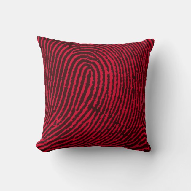 Fingerprint in Red and Black Throw Pillow (Front)