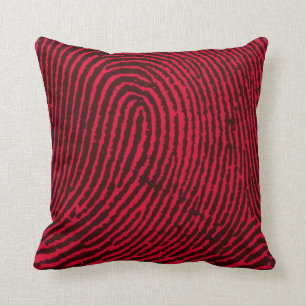 Fingerprint in Red and Black Throw Pillow