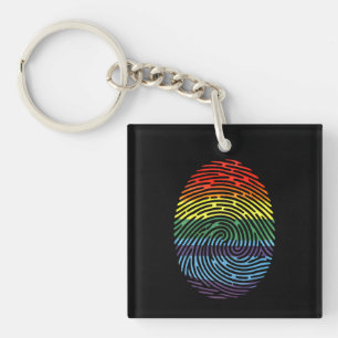 Fingerprint LGBTQ Proud Gay Lesbian Rainbow Pride Keychain