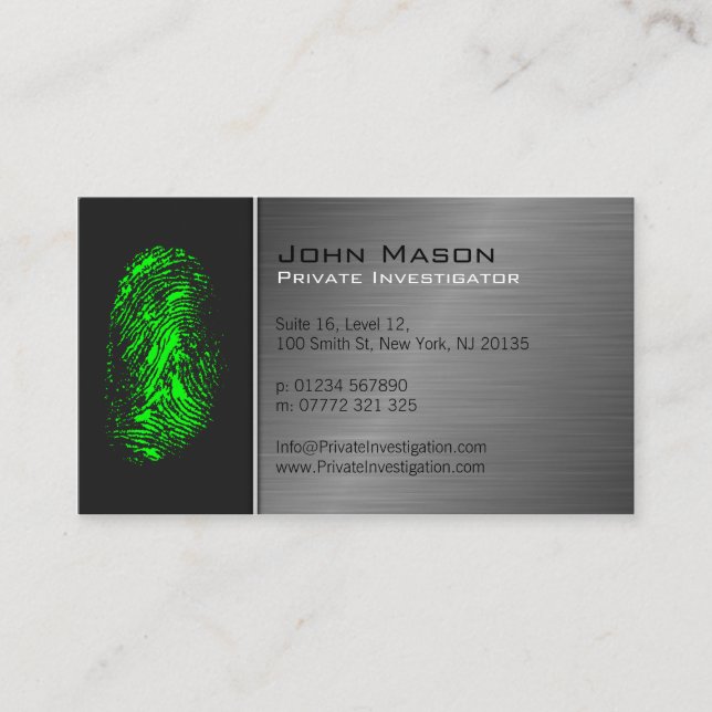 Fingerprint Private Investigator Business Card (Front)