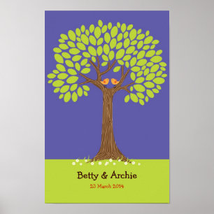 Fingerprint / Signature Tree Wedding (Dark Blue) Poster