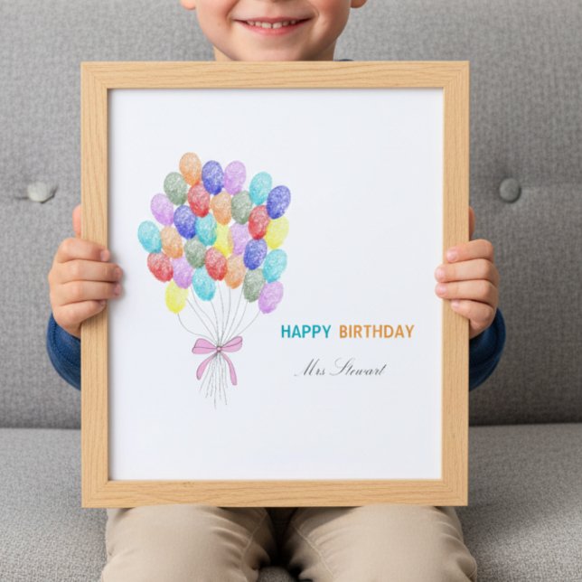 Fingerprint  teacher appreaciation Birthday Poster (Créateur téléchargé)