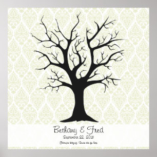 Fingerprint Tree C with Damask Green - 40"x40" Poster