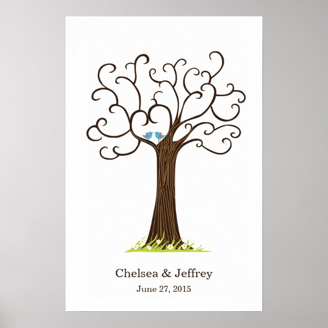 Fingerprint Tree (Heartastic Dark Brown) Poster (Front)