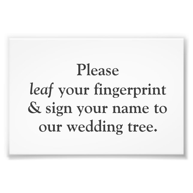 Fingerprint Tree Instruction Card Photo Print (Front)