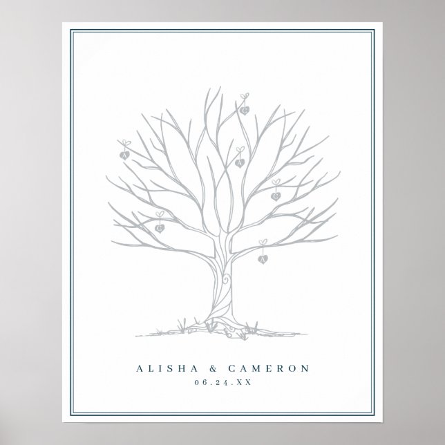 Fingerprint Tree & Monogram Wedding Guest Book (Front)