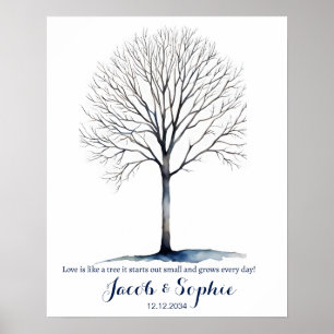 fingerprint wedding guest book tree watercolour