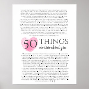 fingerprints on heart pink 50 reasons I love you Poster