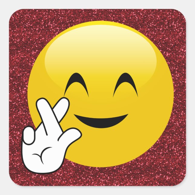 Fingers Crossed Red Glitter Stickers (Front)