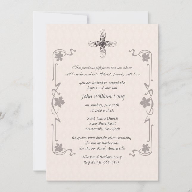Finial Cross Religious Invitation (Front)