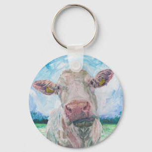 finisCow no 04. 0223 Irish Charolais Cow Keychain