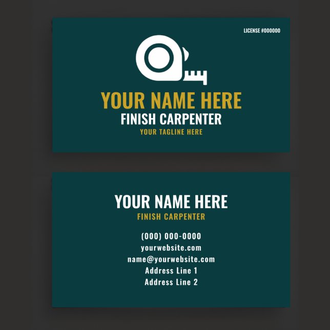 Finish Carpenter Professional Forest Green & Gold Business Card (Creator Uploaded)