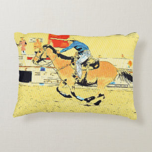 Finish-Line Run - Rodeo Cowgirl Accent Pillow