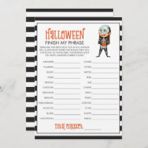 Finish My Phrase Halloween Party Game