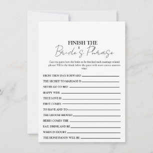 Finish The Bride's Phrase, the Sentence Game Card