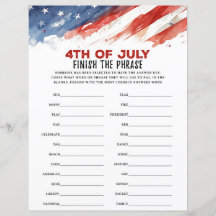 Finish the Phrase 4th of July Party Game