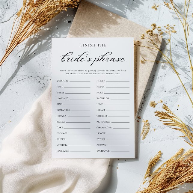 Finissez la carte de jeu de la mariée avec une phr (Créateur téléchargé)