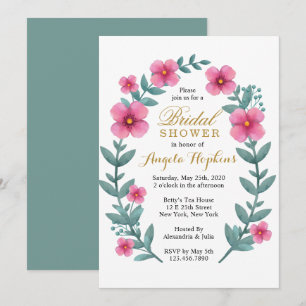 Fink Floral Wreath Bridal Shower Invitation