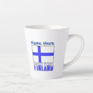 Finland and Finnish Flag Blue Personalization Latte Mug