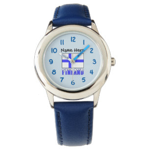 Finland and Finnish Flag Personalized Watch