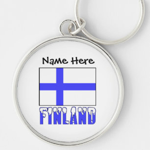 Finland and Finnish Flag with Your Name Keychain