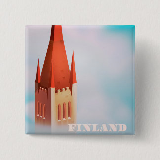 Finland church travel poster 2 inch square button