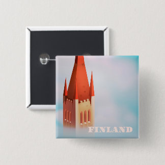 Finland church travel poster 2 inch square button