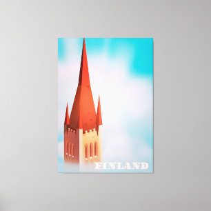 Finland church travel poster canvas print