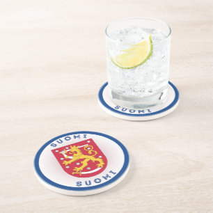 Finland Coat of Arms Circle Shape Coaster