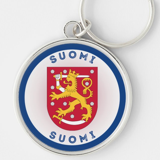 Finland Coat of Arms Circle Shape Keychain (Front)