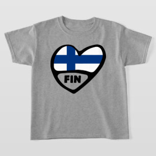 Finland Country Code Flag Heart, FIN T-Shirt