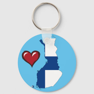 Finland country flag red heart keychain