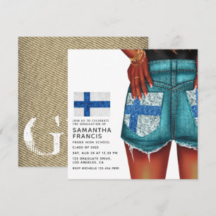 Finland Denim Girl Graduation Party Invitation