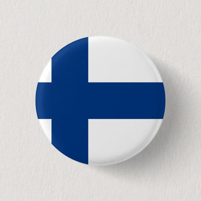 Finland (Finnish) Flag 1 Inch Round Button (Front)