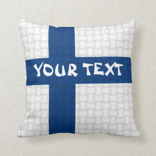 Finland Finnish flag: ADD TEXT Throw Pillow