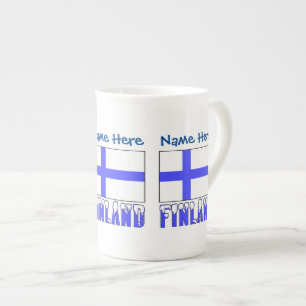 Finland Finnish Flag Blue Personalization  Bone China Mug