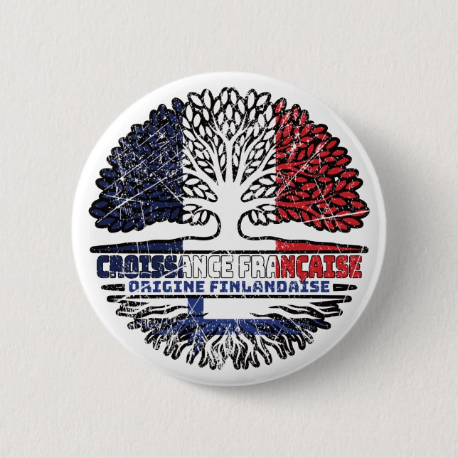Finland Finnish French France Tree Roots Flag 2 Inch Round Button (Front)