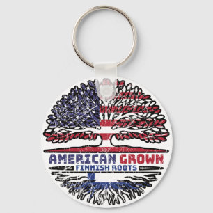Finland Finnish US American USA United States Tree Keychain