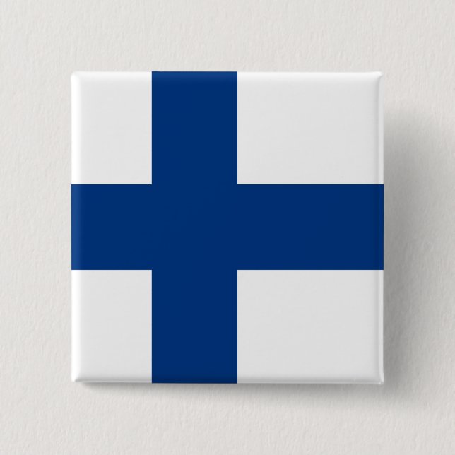 Finland Flag 2 Inch Square Button (Front)