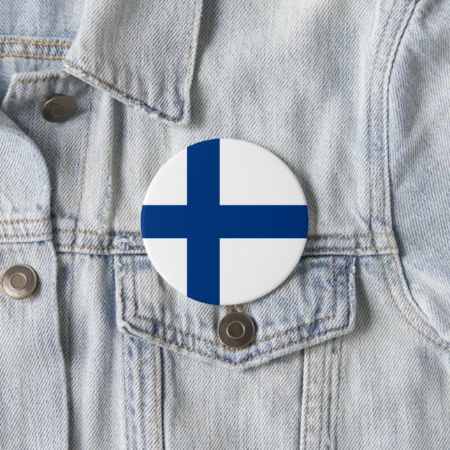Finland flag 3 inch round button (In Situ)