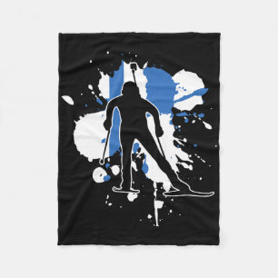 Finland Flag Biathlonist - Finnish Biathlon Fleece Blanket